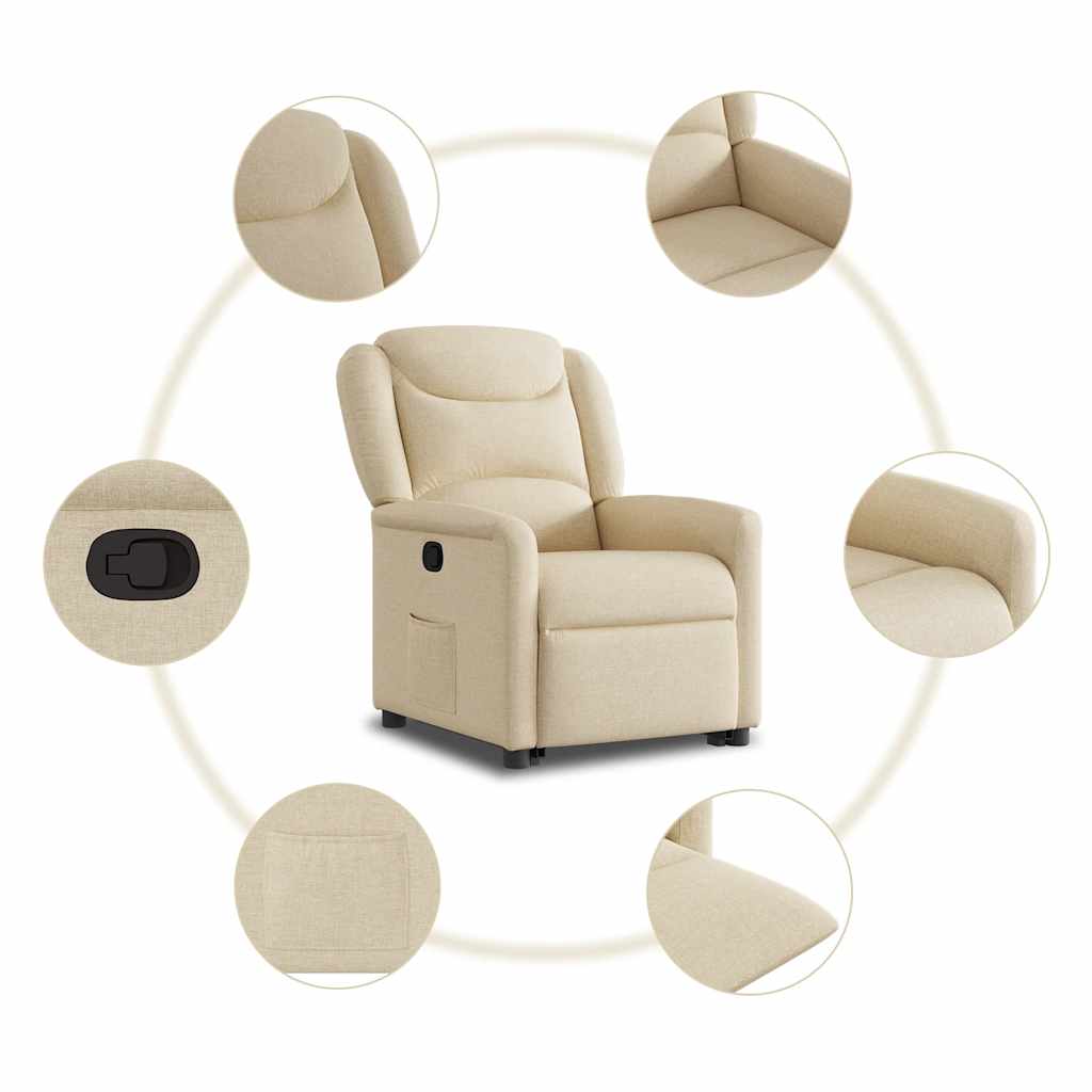 Relaxsessel mit Aufstehhilfe Creme Stoff