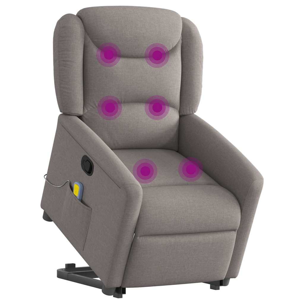 Massagesessel mit Aufstehhilfe Taupe Stoff