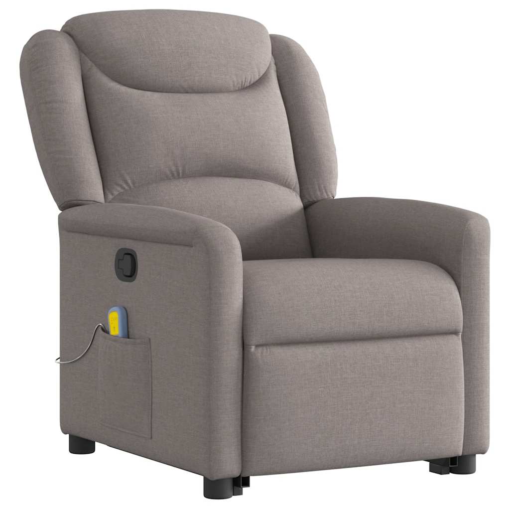 Massagesessel mit Aufstehhilfe Taupe Stoff