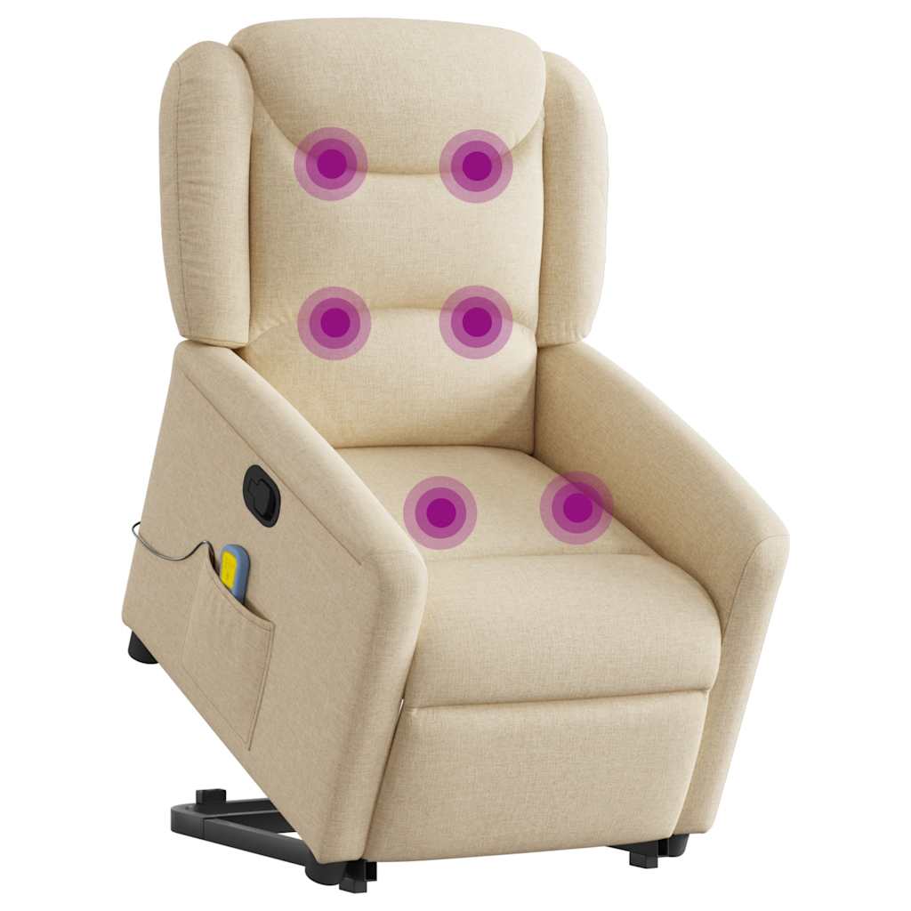 Massagesessel mit Aufstehhilfe Creme Stoff