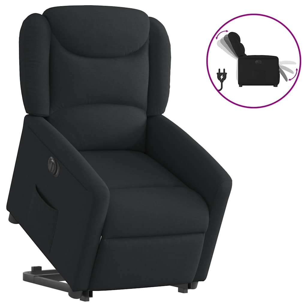 Relaxsessel mit Aufstehhilfe Elektrisch Schwarz Stoff
