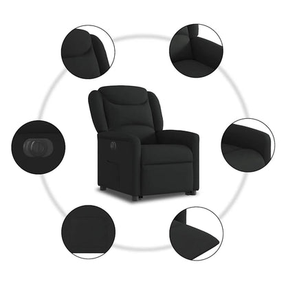 Relaxsessel mit Aufstehhilfe Elektrisch Schwarz Stoff