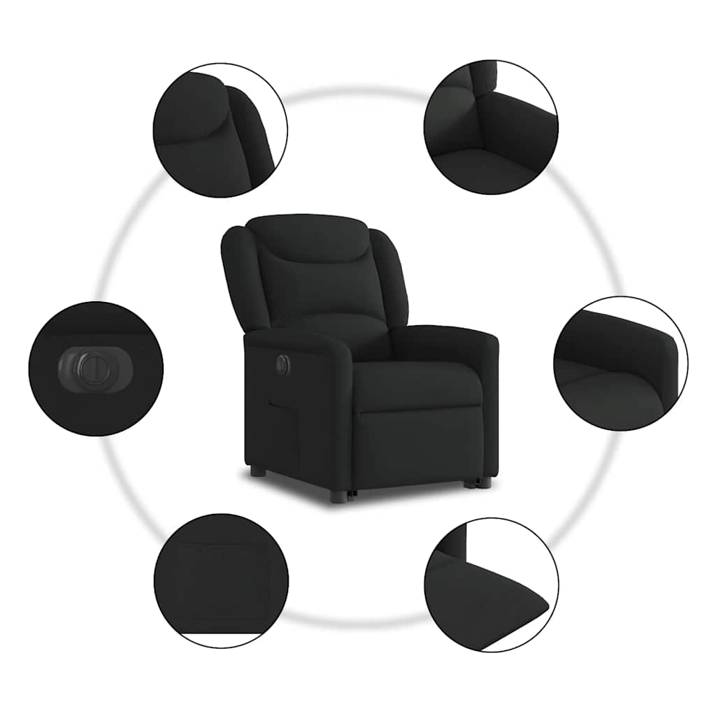 Relaxsessel mit Aufstehhilfe Elektrisch Schwarz Stoff