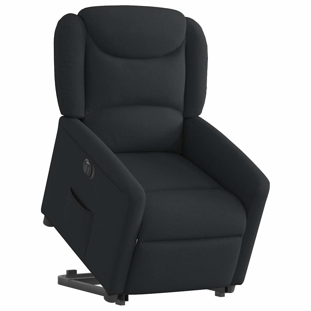 Relaxsessel mit Aufstehhilfe Elektrisch Schwarz Stoff