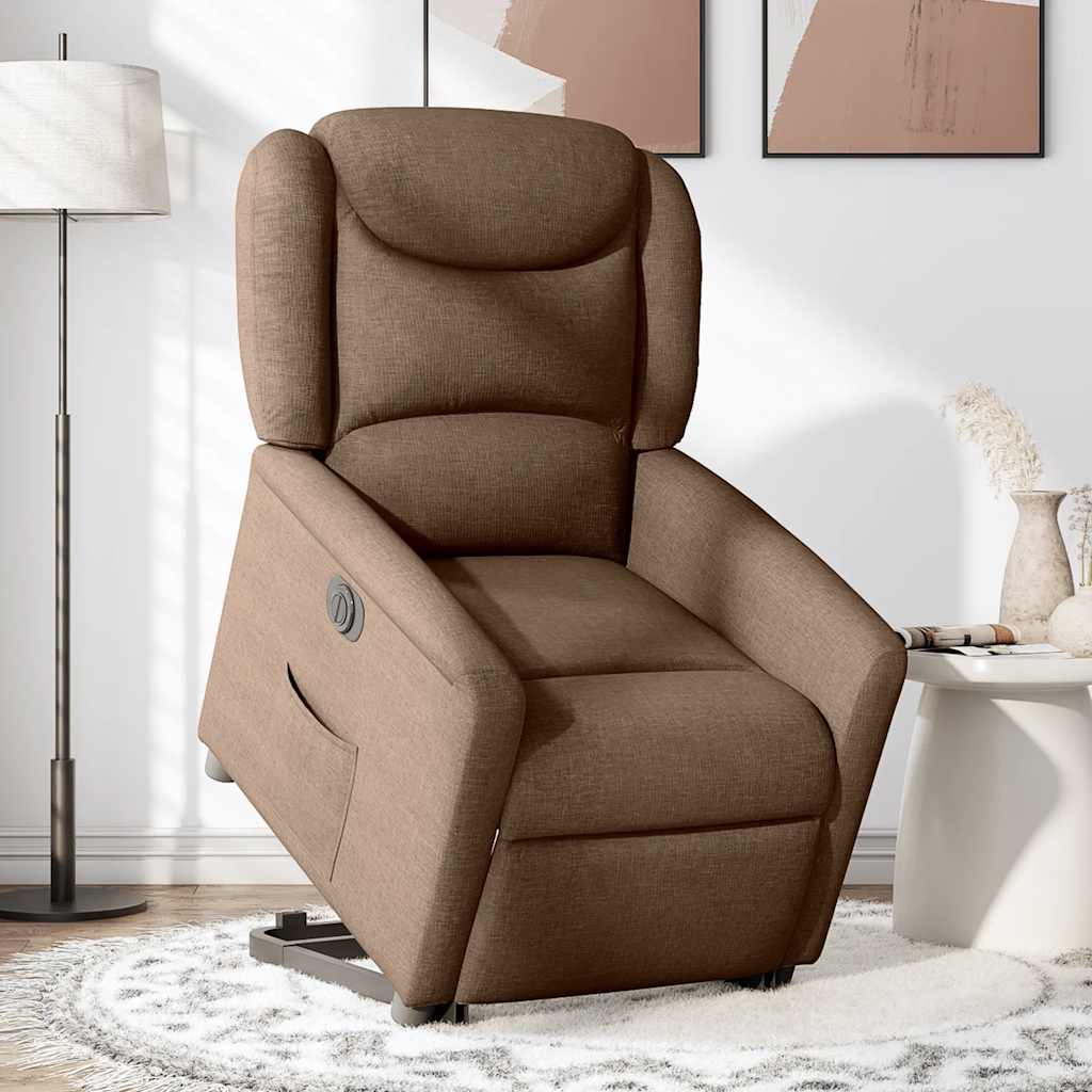 Relaxsessel mit Aufstehhilfe Elektrisch Braun Stoff