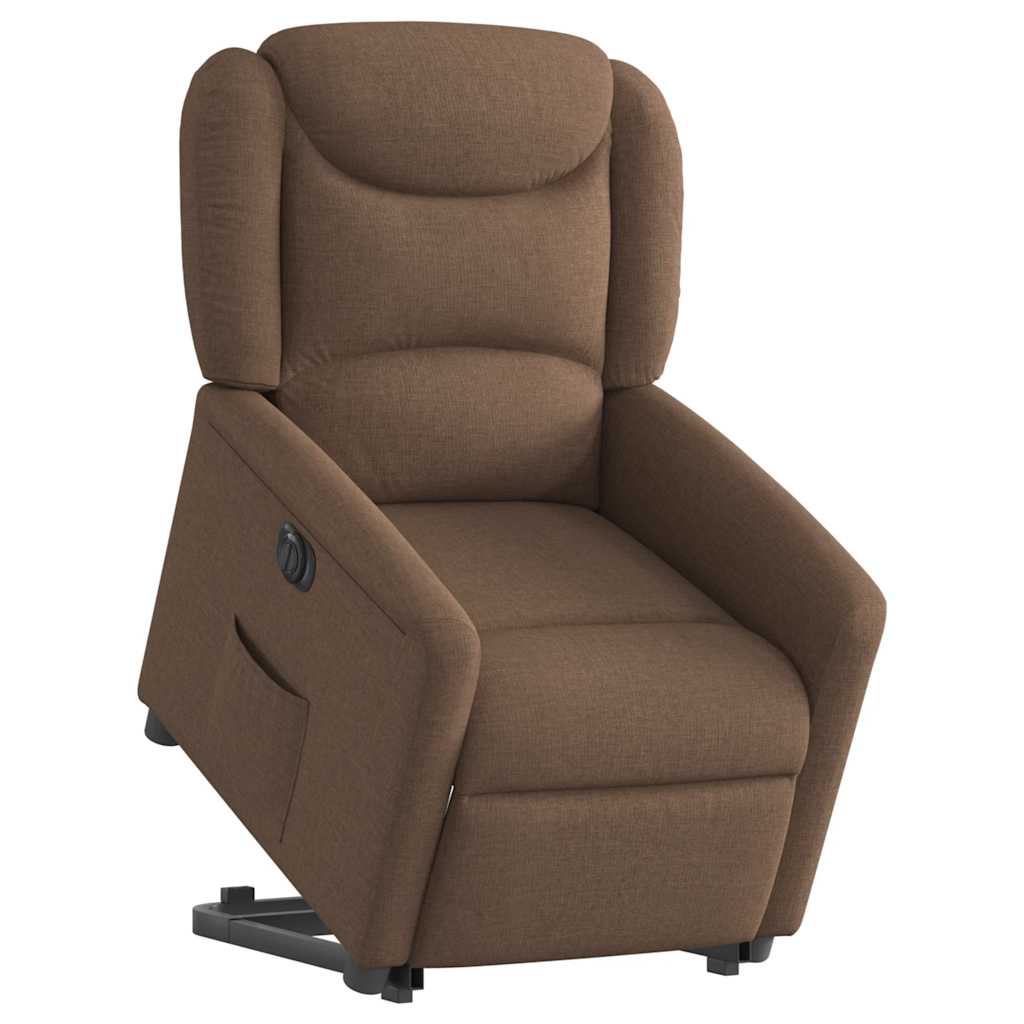 Relaxsessel mit Aufstehhilfe Elektrisch Braun Stoff