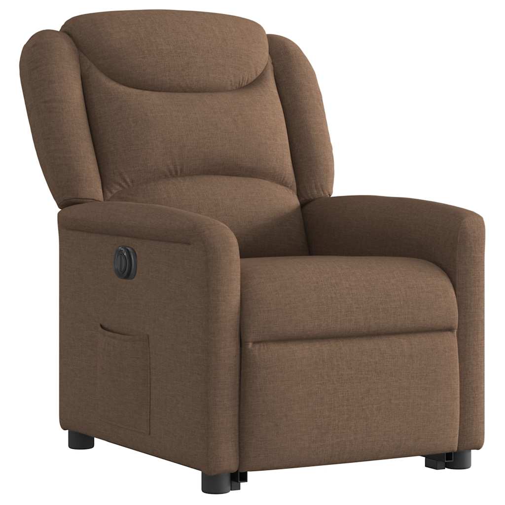 Relaxsessel mit Aufstehhilfe Elektrisch Braun Stoff