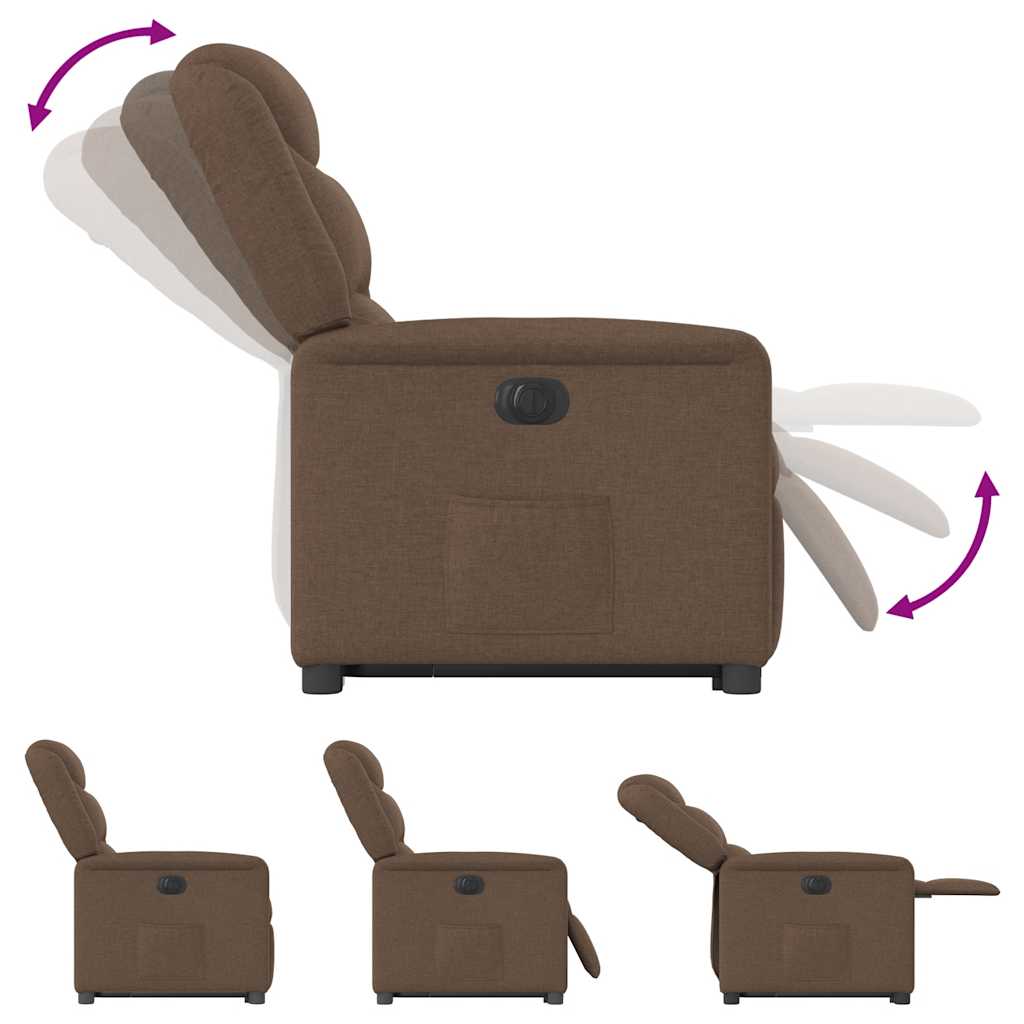 Relaxsessel mit Aufstehhilfe Elektrisch Braun Stoff