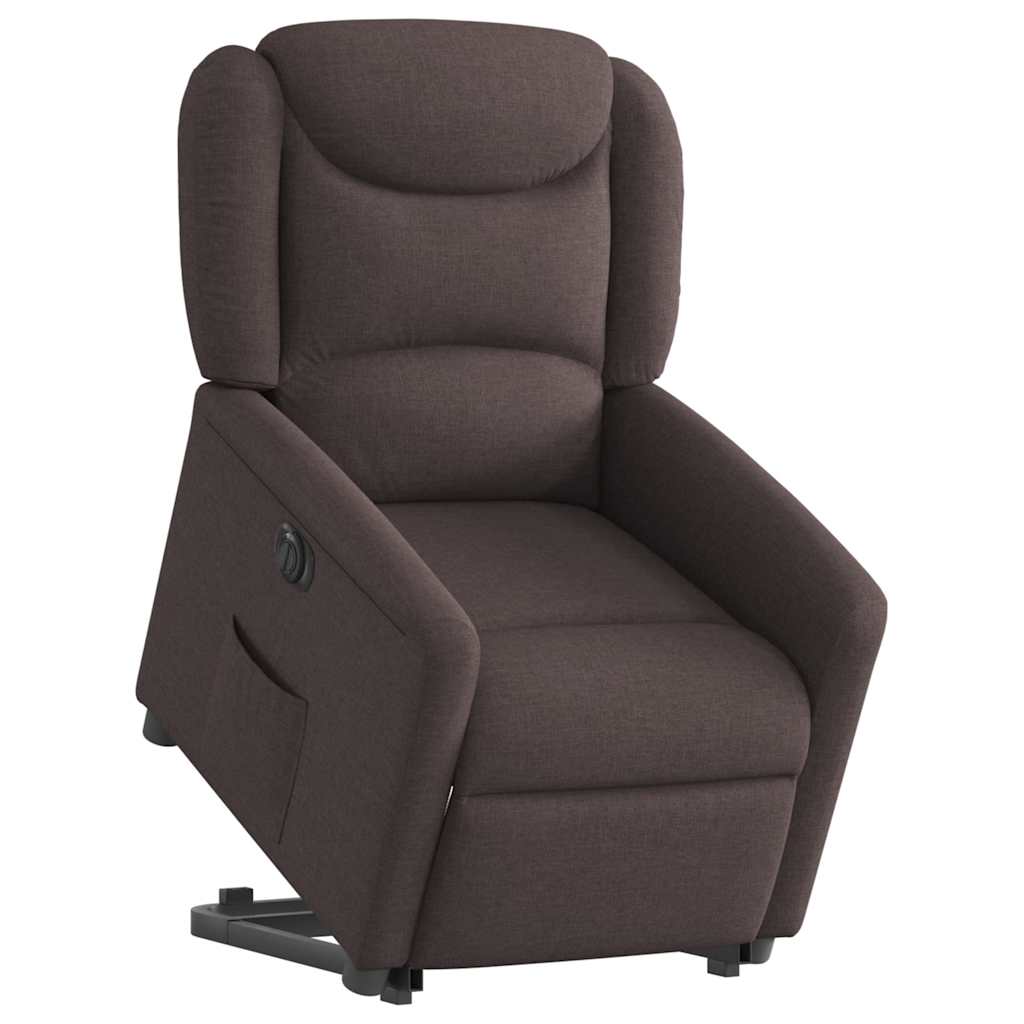 Relaxsessel mit Aufstehhilfe Elektrisch Dunkelbraun Stoff