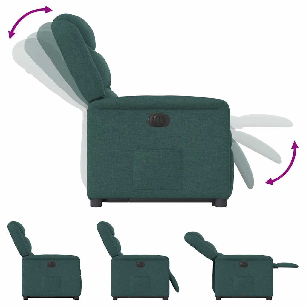 Relaxsessel mit Aufstehhilfe Elektrisch Dunkelgrün Stoff