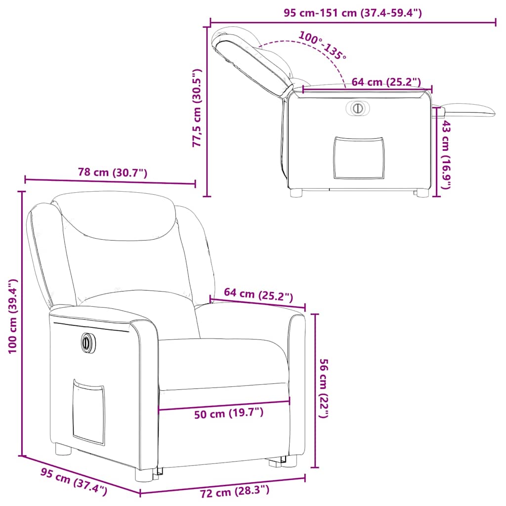 Relaxsessel mit Aufstehhilfe Elektrisch Taupe Stoff