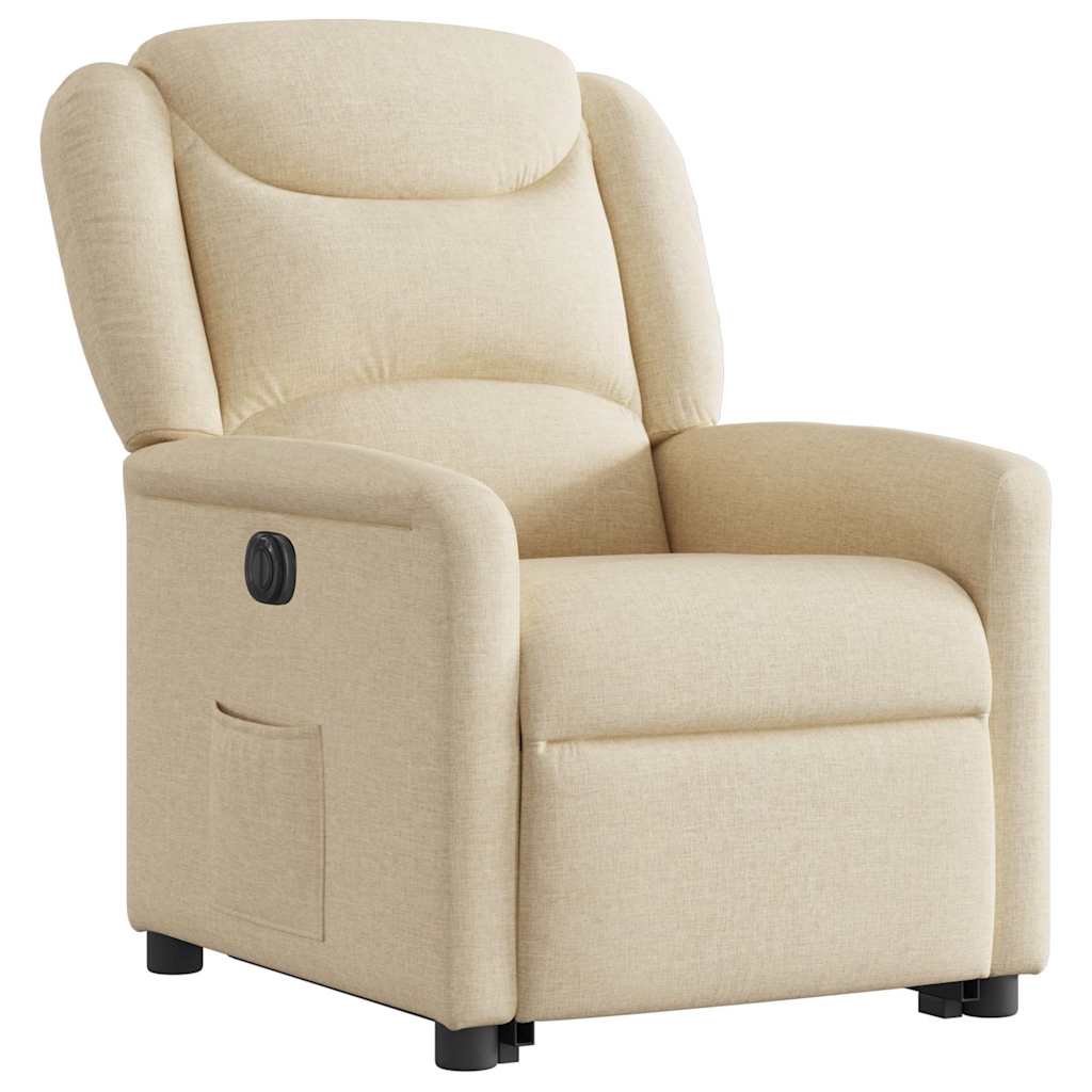 Relaxsessel mit Aufstehhilfe Elektrisch Creme Stoff