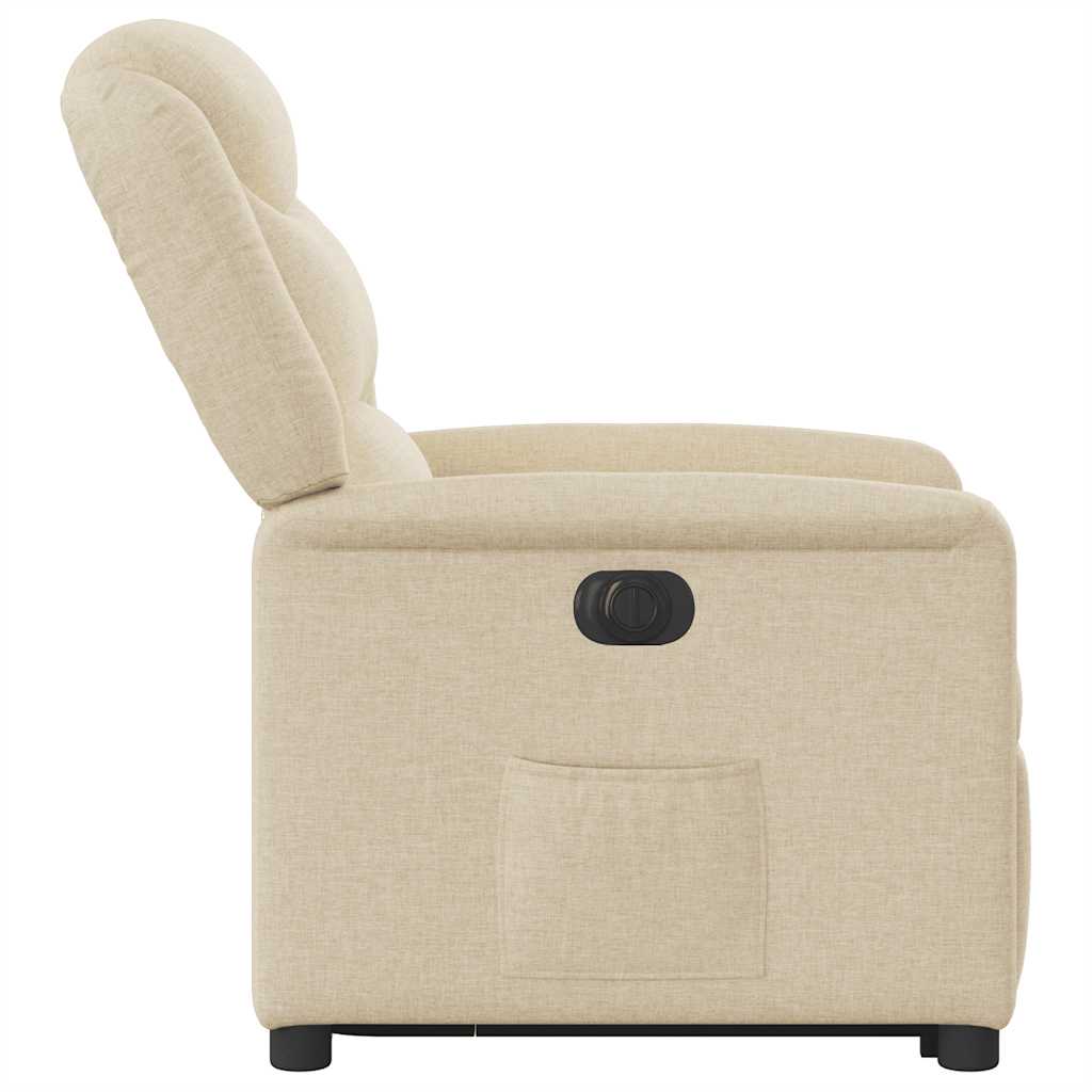 Relaxsessel mit Aufstehhilfe Elektrisch Creme Stoff