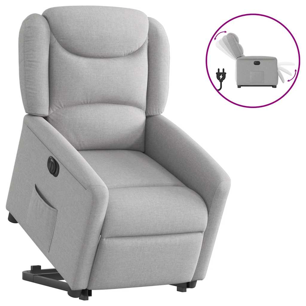 Relaxsessel mit Aufstehhilfe Elektrisch Wolkengrau Stoff