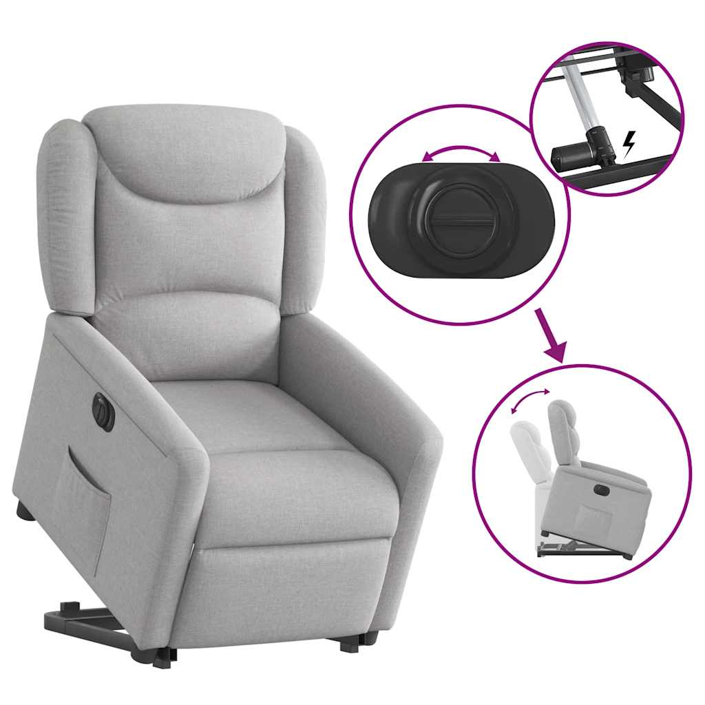 Relaxsessel mit Aufstehhilfe Elektrisch Wolkengrau Stoff