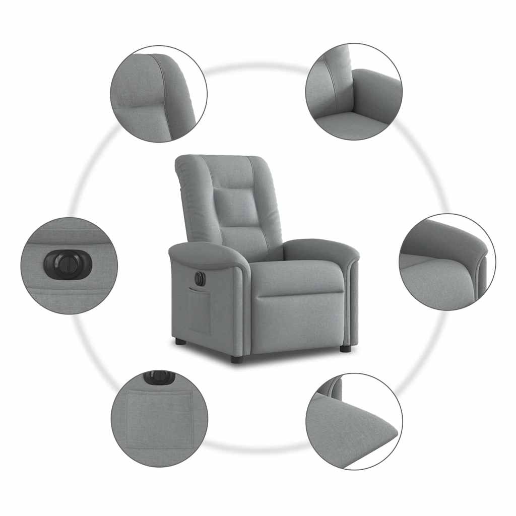 Relaxsessel Elektrisch Hellgrau Stoff