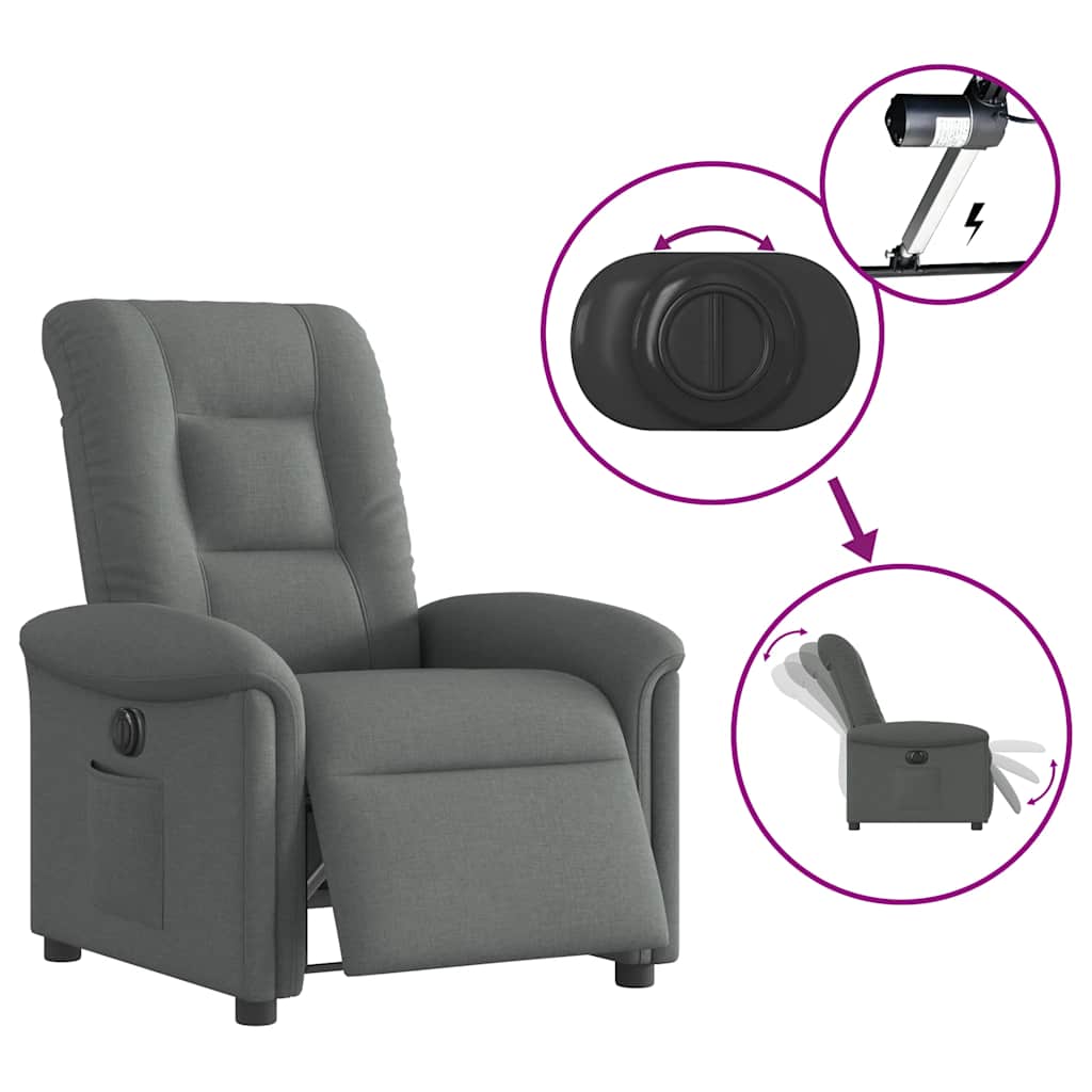 Relaxsessel Elektrisch Dunkelgrau Stoff