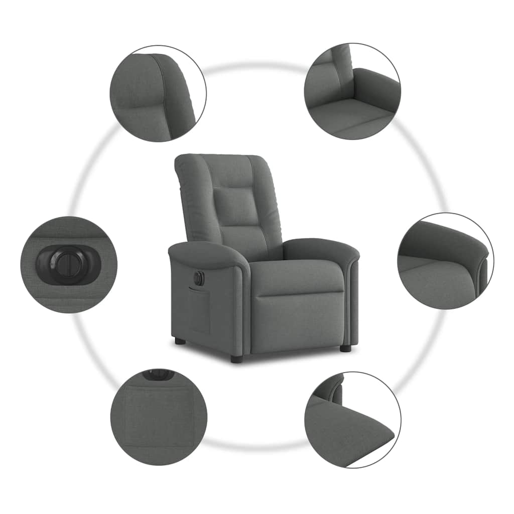 Relaxsessel Elektrisch Dunkelgrau Stoff