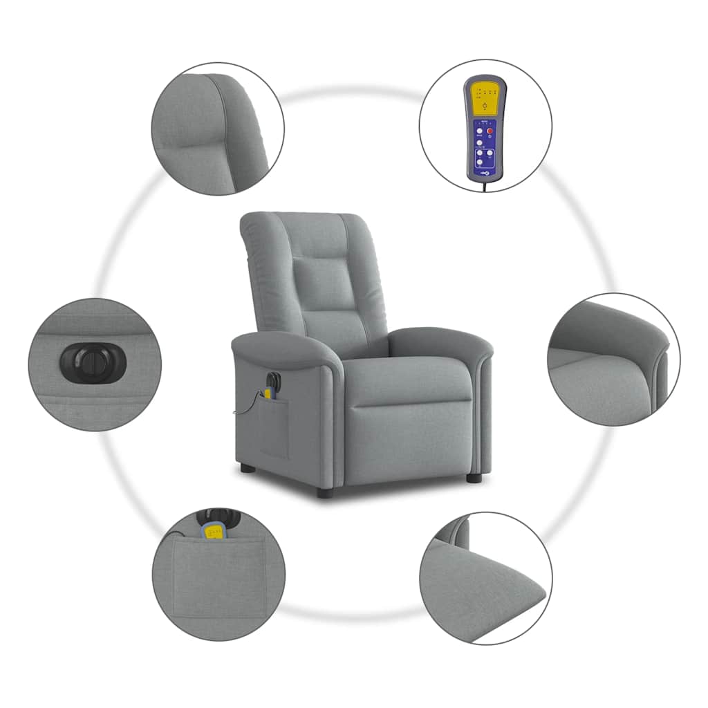 Massagesessel Elektrisch Hellgrau Stoff