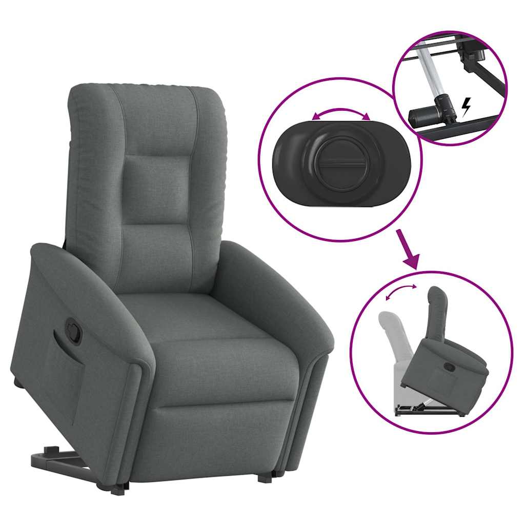 Relaxsessel mit Aufstehhilfe Dunkelgrau Stoff