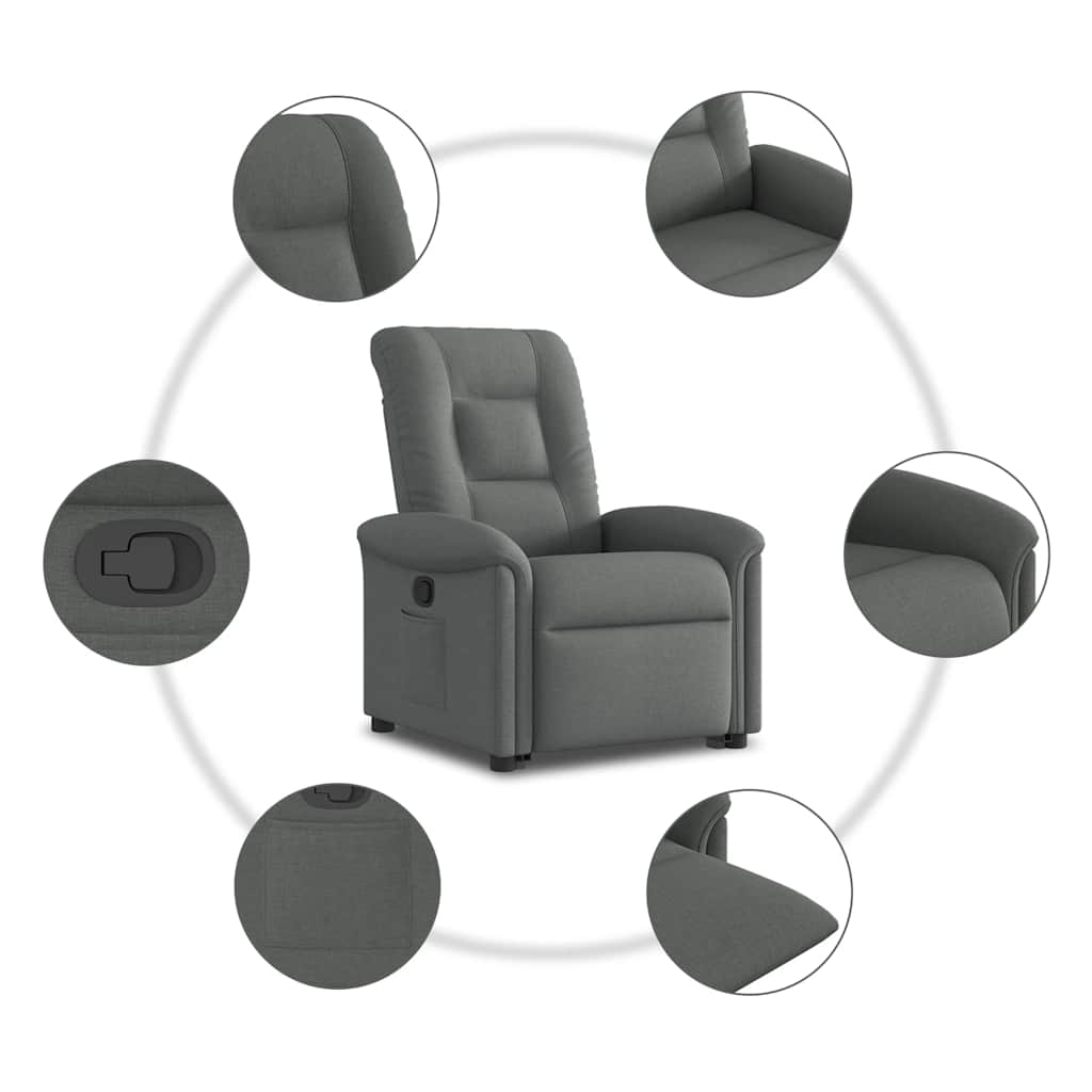 Relaxsessel mit Aufstehhilfe Dunkelgrau Stoff