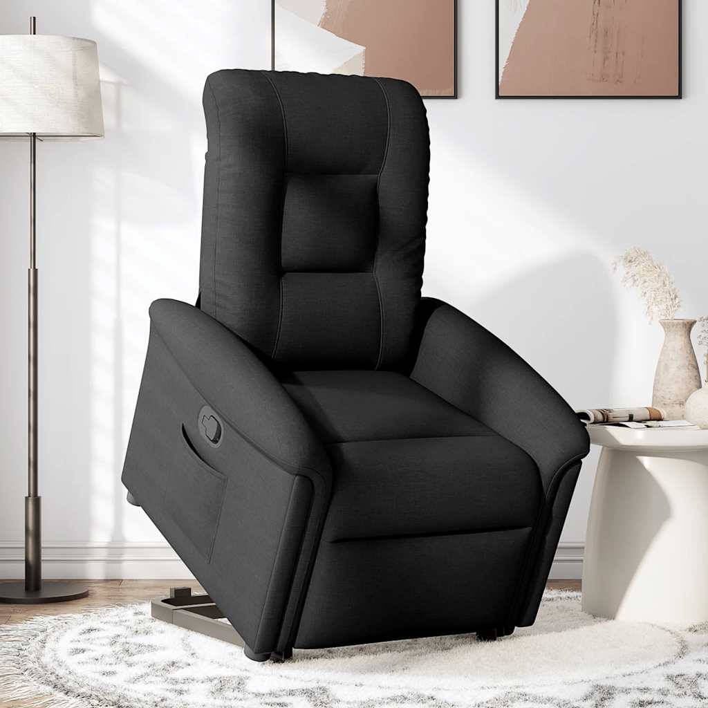 Relaxsessel mit Aufstehhilfe Schwarz Stoff