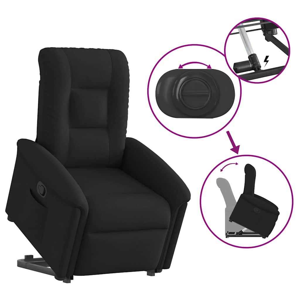 Relaxsessel mit Aufstehhilfe Schwarz Stoff