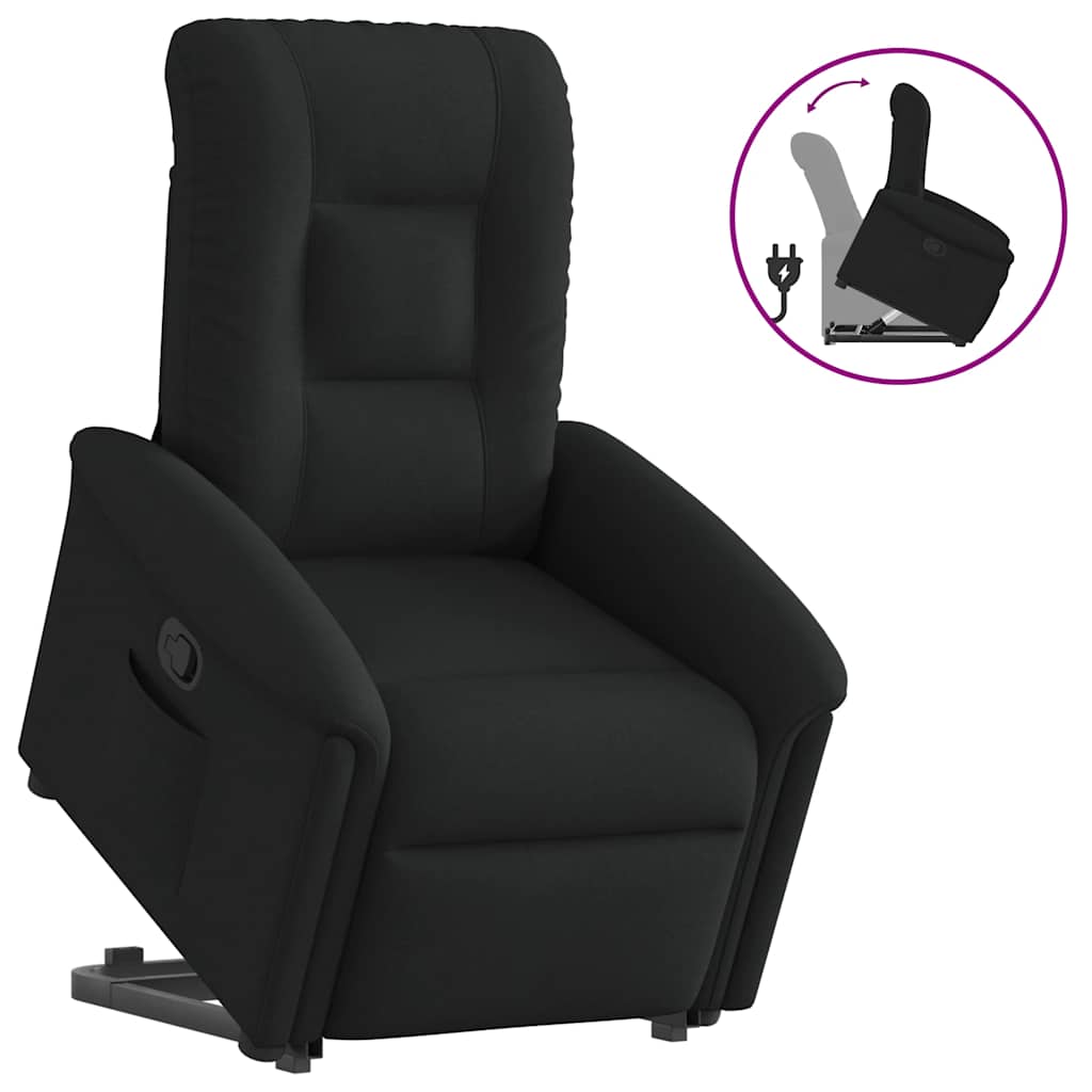 Relaxsessel mit Aufstehhilfe Schwarz Stoff