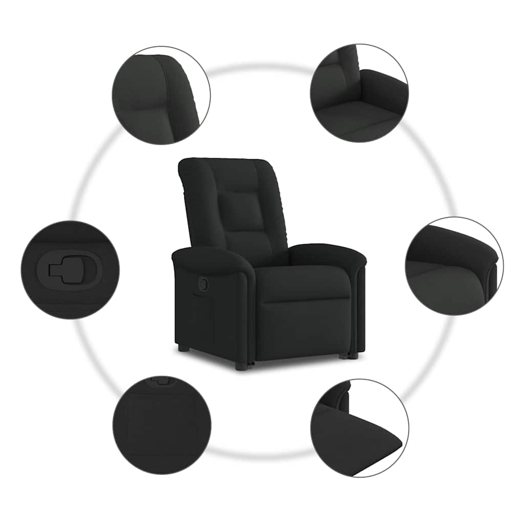 Relaxsessel mit Aufstehhilfe Schwarz Stoff