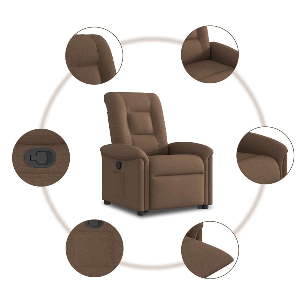 Relaxsessel mit Aufstehhilfe Braun Stoff