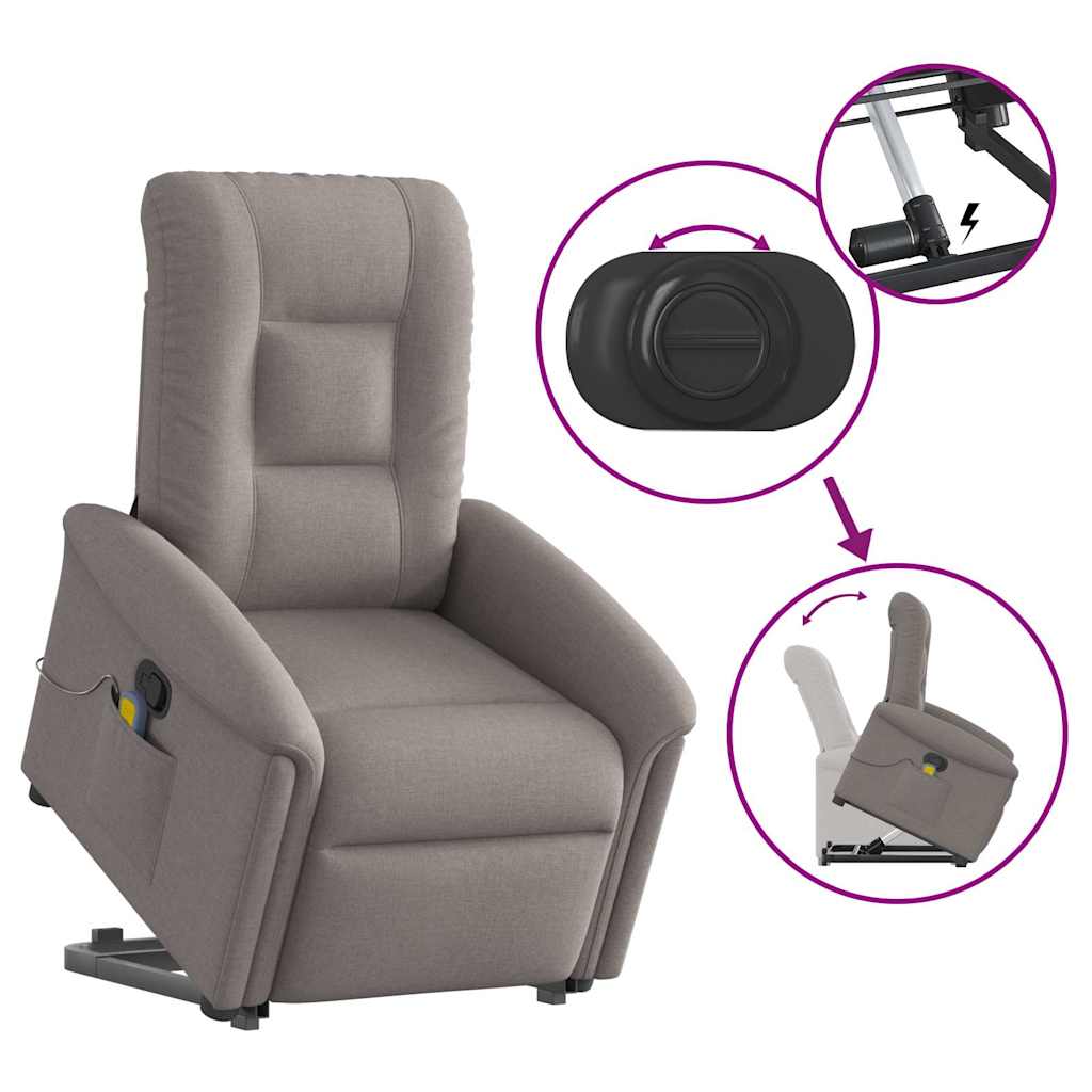 Massagesessel mit Aufstehhilfe Taupe Stoff
