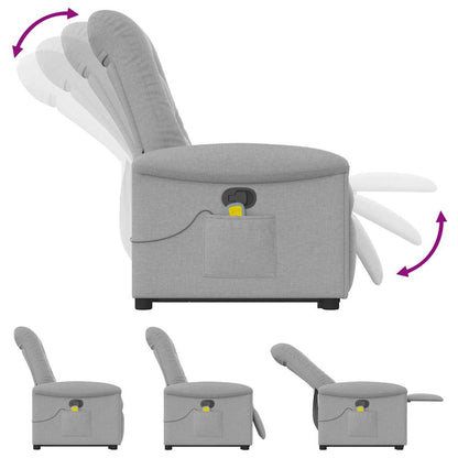 Massagesessel mit Aufstehhilfe Wolkengrau Stoff