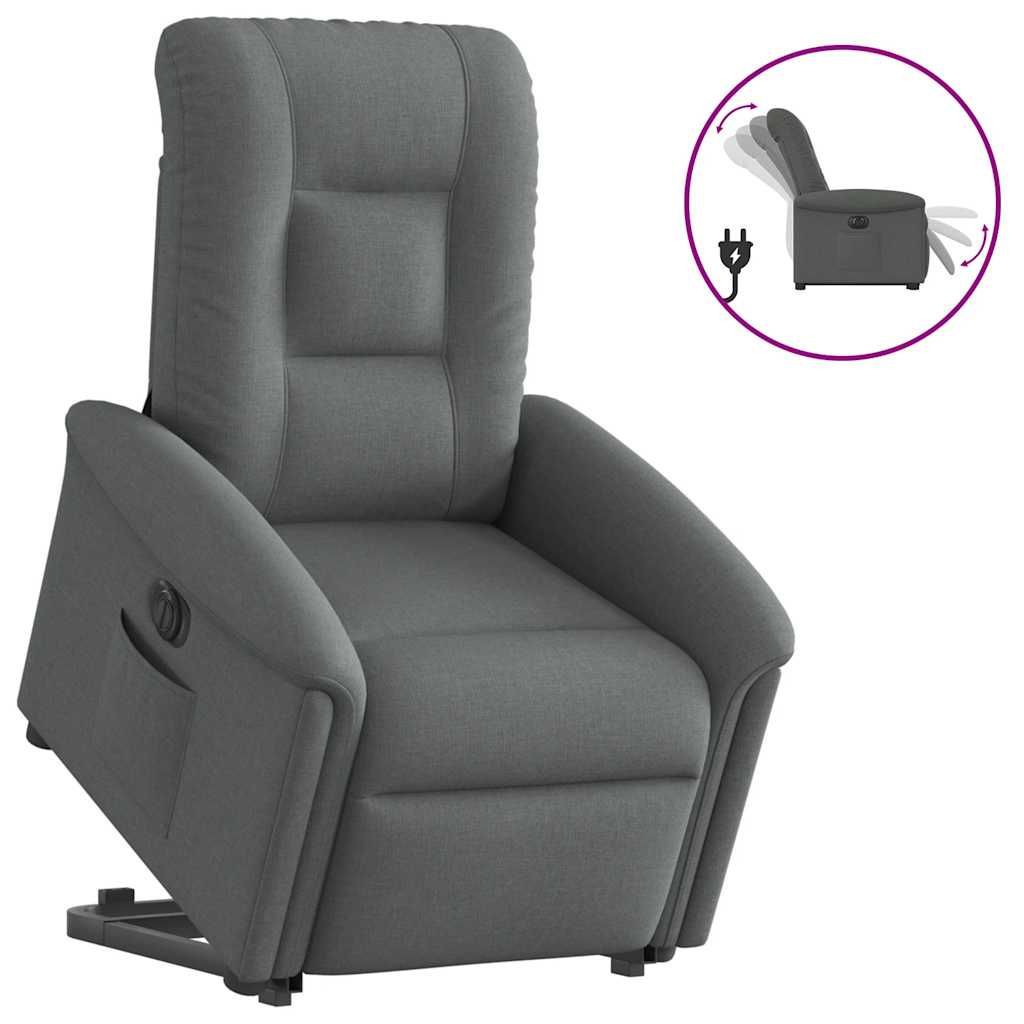Relaxsessel mit Aufstehhilfe Elektrisch Dunkelgrau Stoff