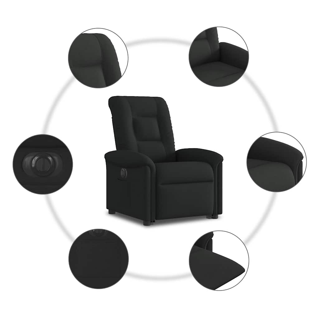 Relaxsessel mit Aufstehhilfe Elektrisch Schwarz Stoff