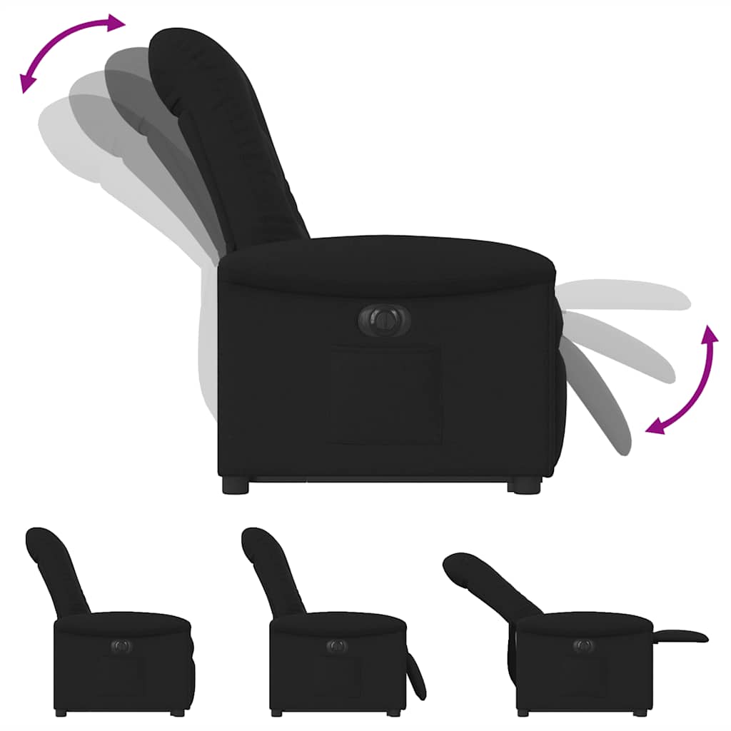 Relaxsessel mit Aufstehhilfe Elektrisch Schwarz Stoff
