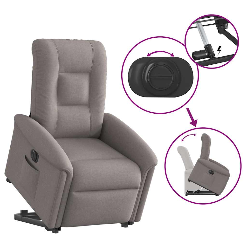 Relaxsessel mit Aufstehhilfe Elektrisch Taupe Stoff