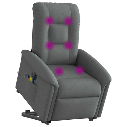 Elektrischer Massagesessel mit Aufstehhilfe Dunkelgrau Stoff