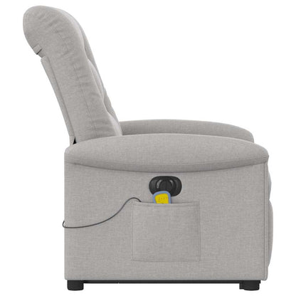 Massagesessel mit Aufstehhilfe Elektrisch Wolkengrau Stoff