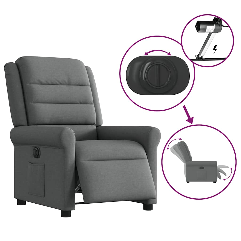 Relaxsessel Elektrisch Dunkelgrau Stoff