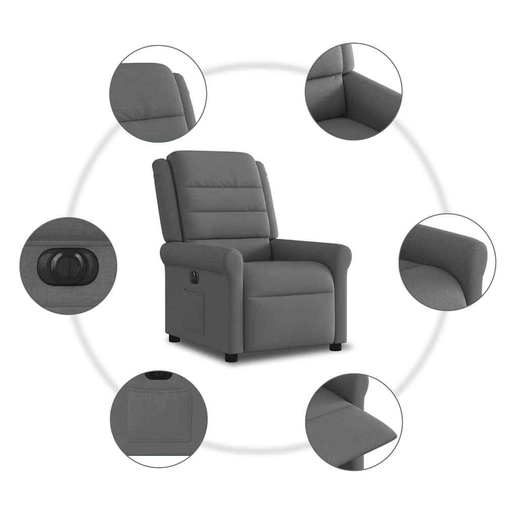 Relaxsessel Elektrisch Dunkelgrau Stoff