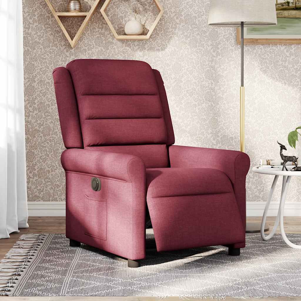 Relaxsessel Elektrisch Weinrot Stoff