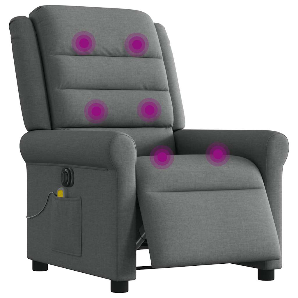 Massagesessel Elektrisch Dunkelgrau Stoff
