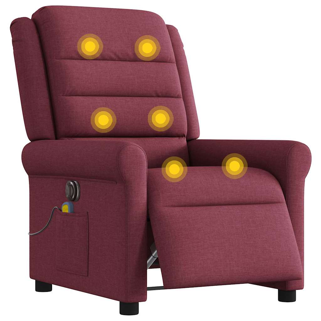 Massagesessel Elektrisch Weinrot Stoff