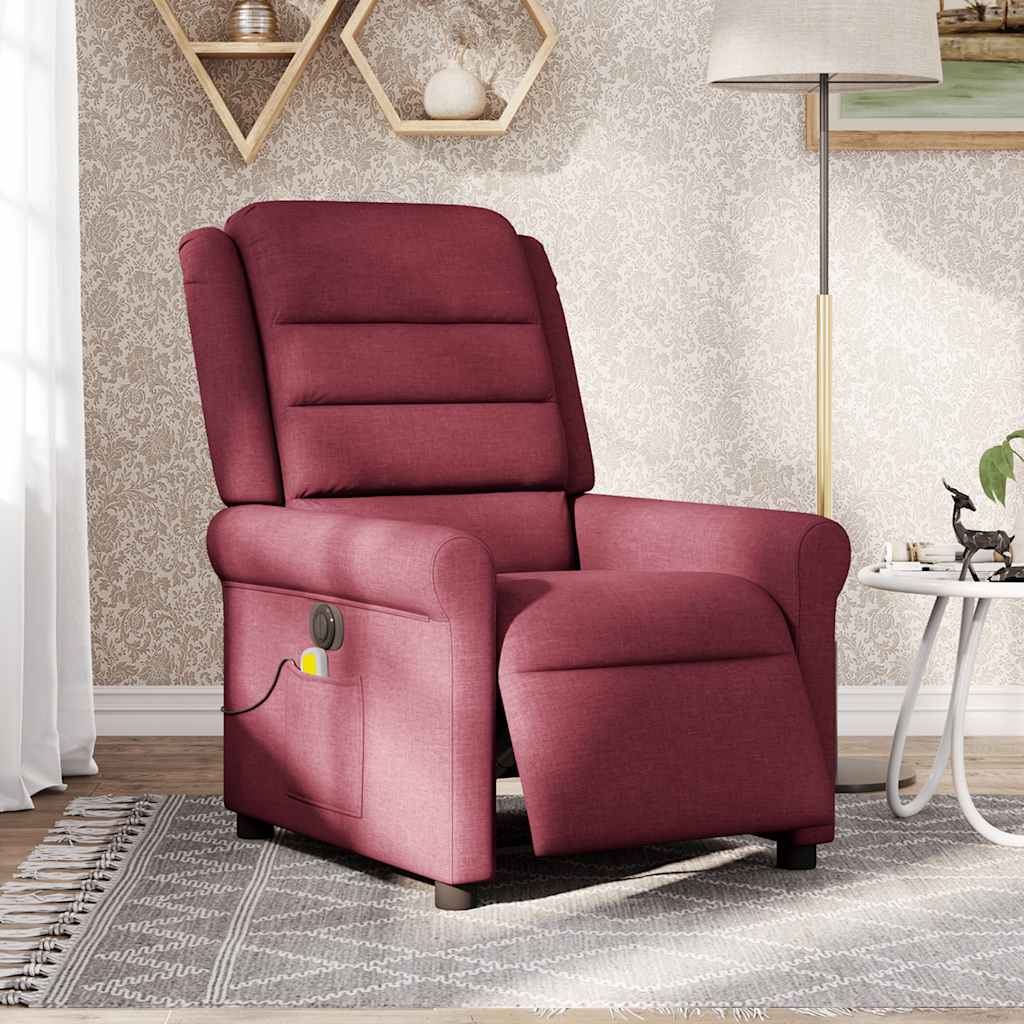 Massagesessel Elektrisch Weinrot Stoff