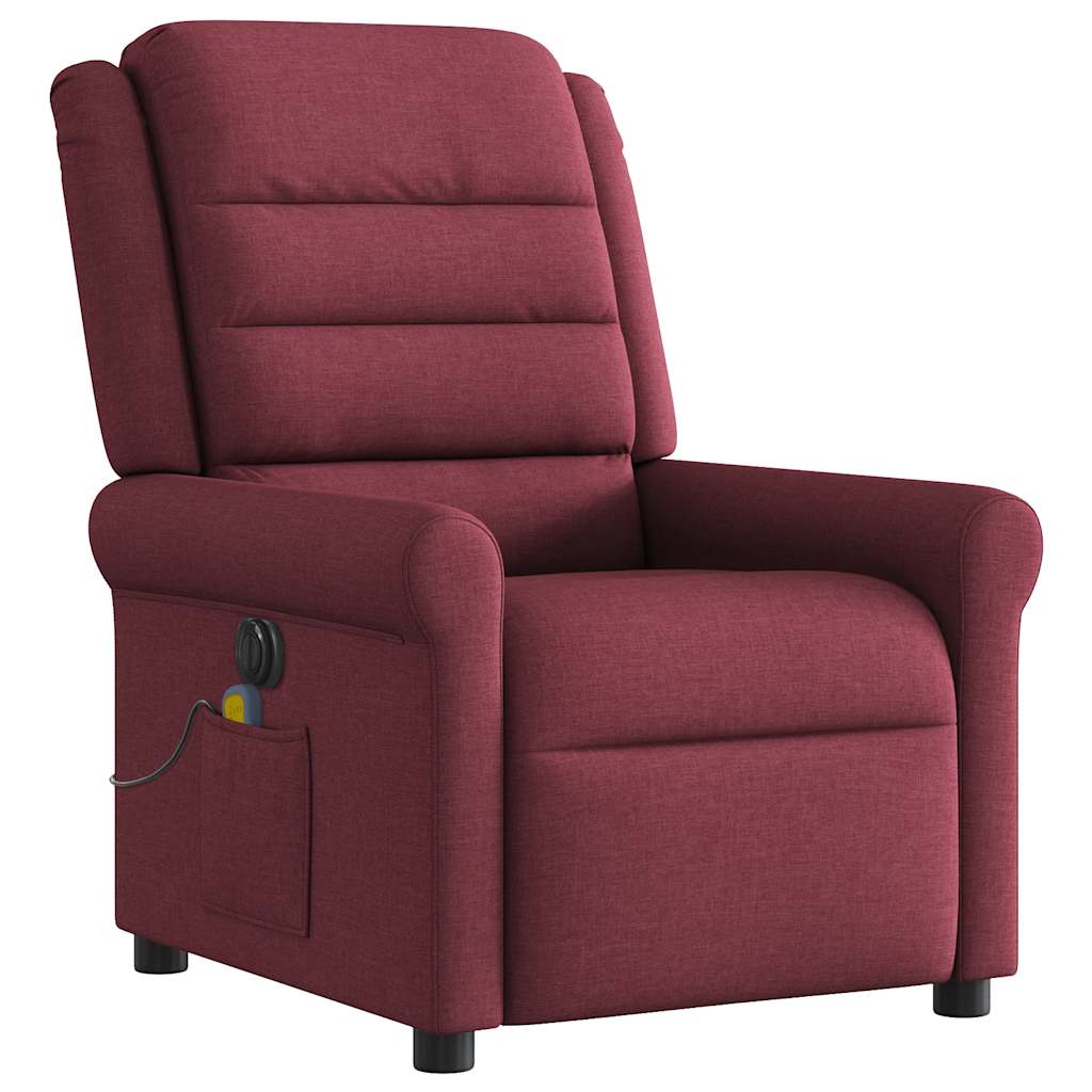 Massagesessel Elektrisch Weinrot Stoff