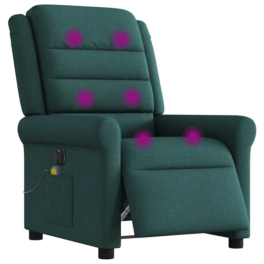 Massagesessel Elektrisch Dunkelgrün Stoff