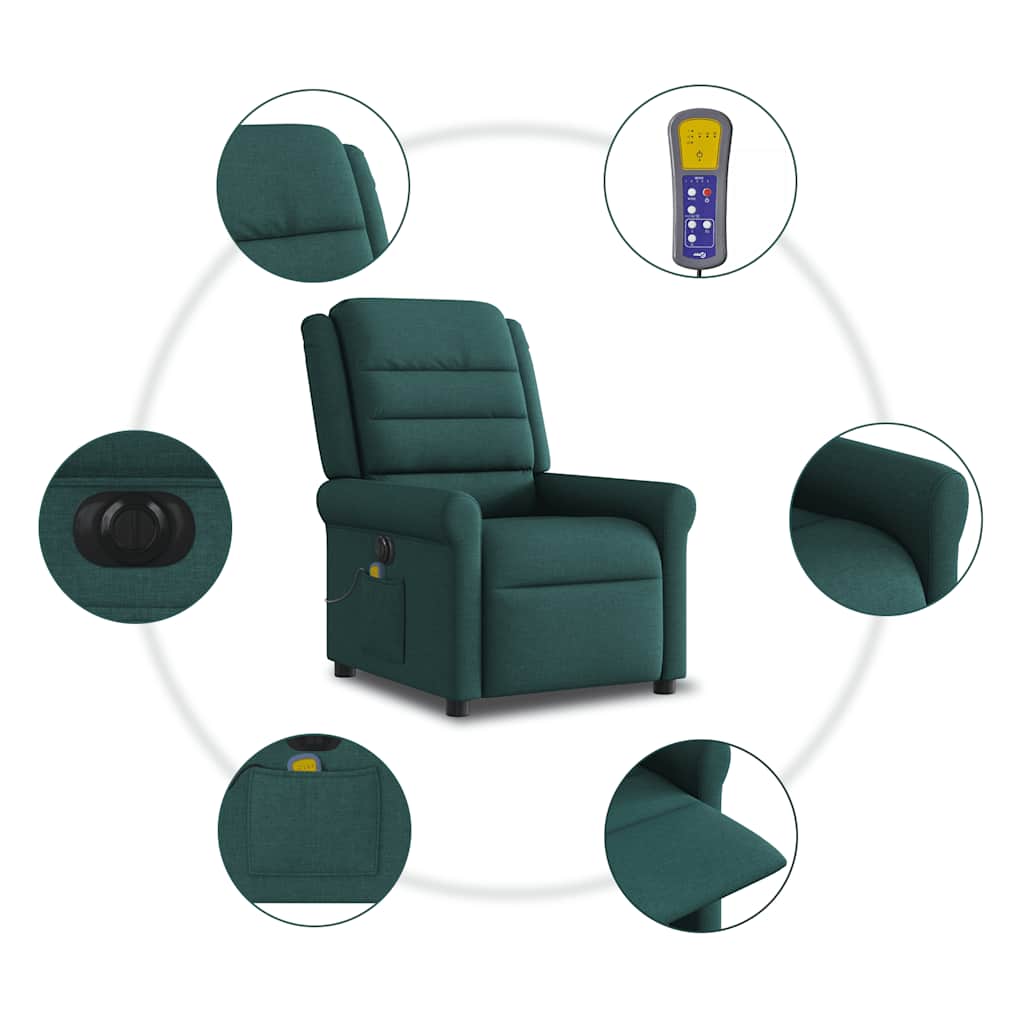 Massagesessel Elektrisch Dunkelgrün Stoff