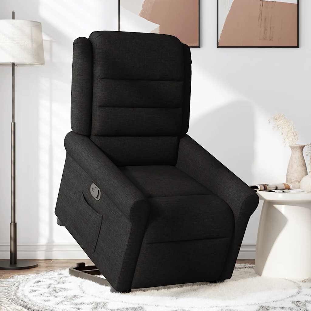 Relaxsessel mit Aufstehhilfe Schwarz Stoff