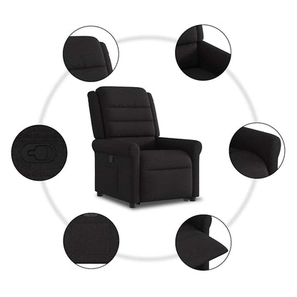 Relaxsessel mit Aufstehhilfe Schwarz Stoff
