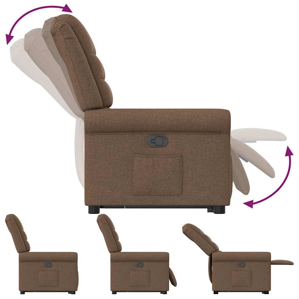 Relaxsessel mit Aufstehhilfe Braun Stoff